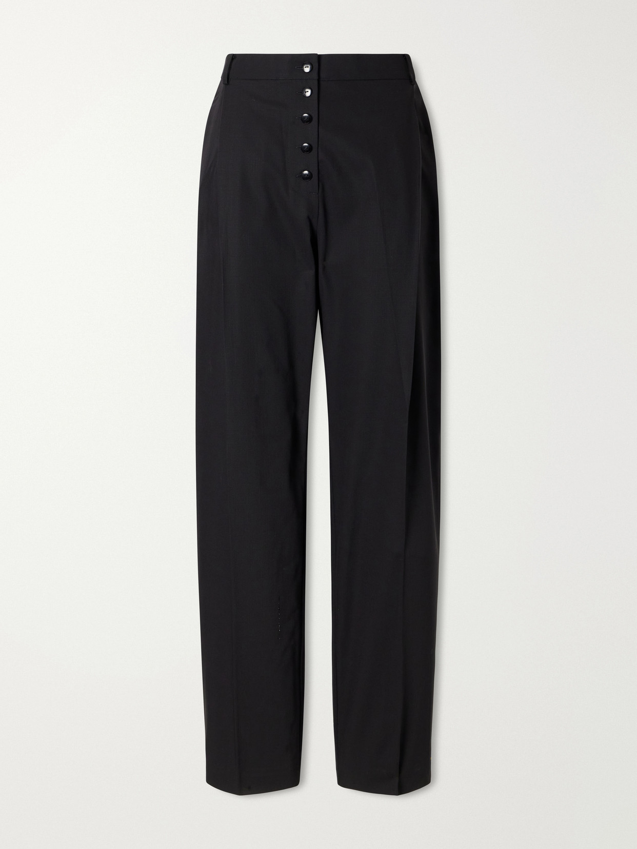 St Agni Pleated Wool Wide-leg Pants In Black