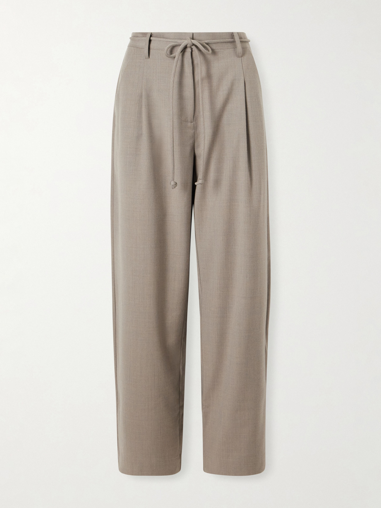 St Agni Pleated Wool-blend Barrel-leg Pants In Brown