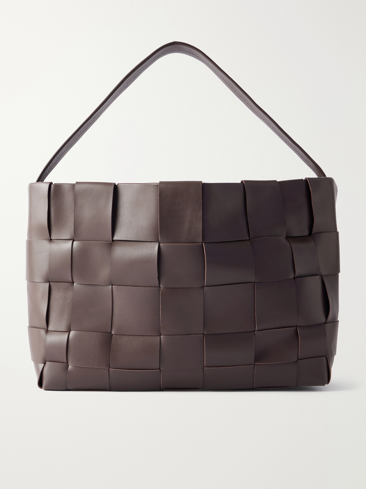 St Agni Woven Large Leather Tote In Brown