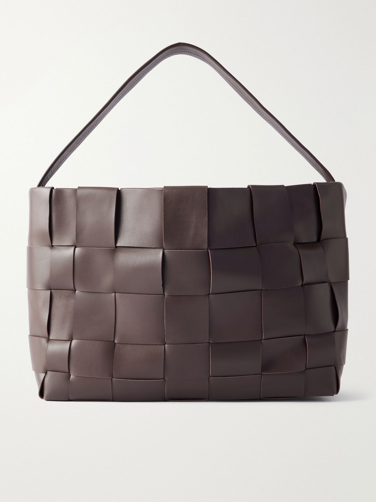Woven large leather tote