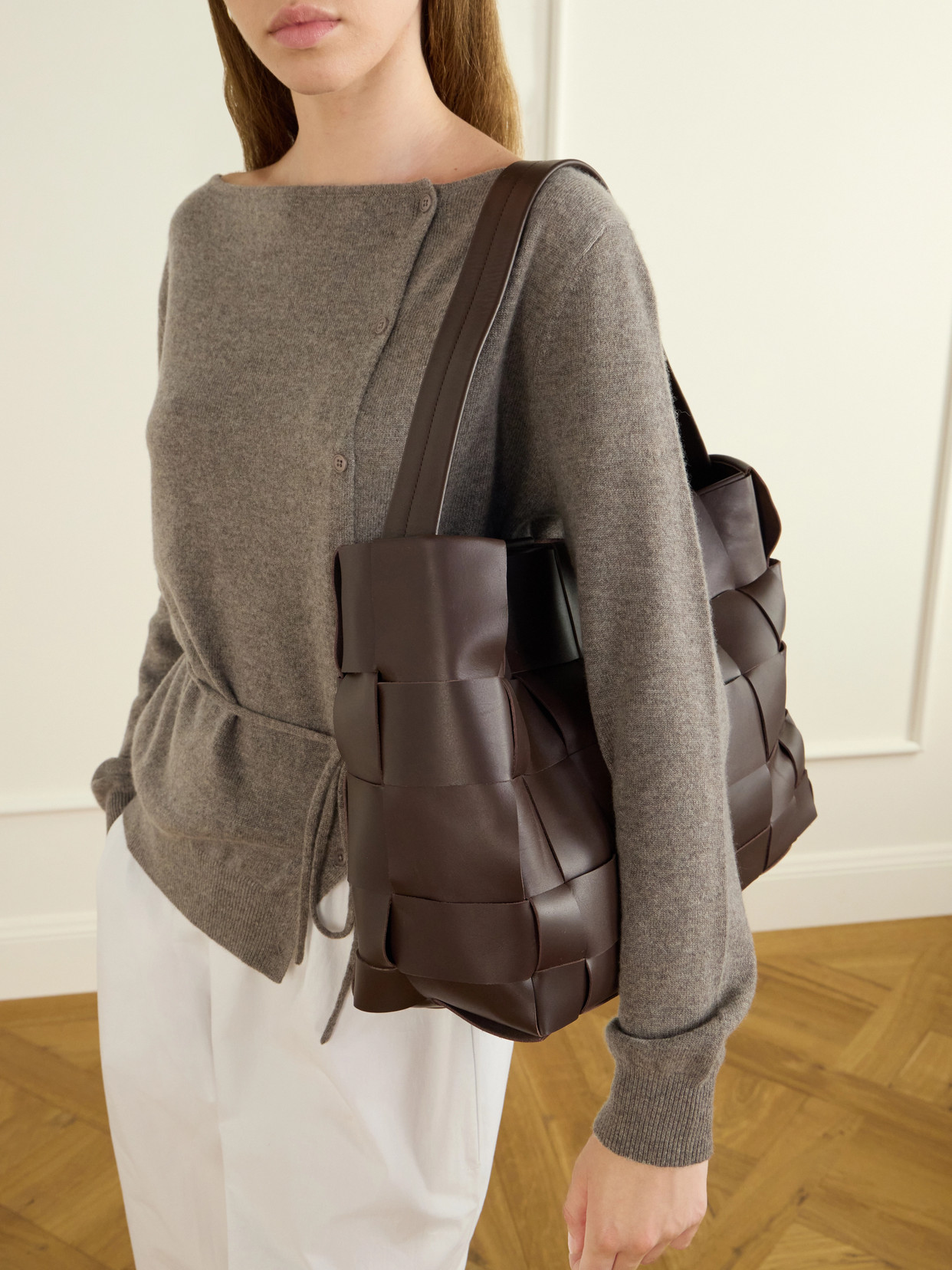 Woven Large Leather Tote