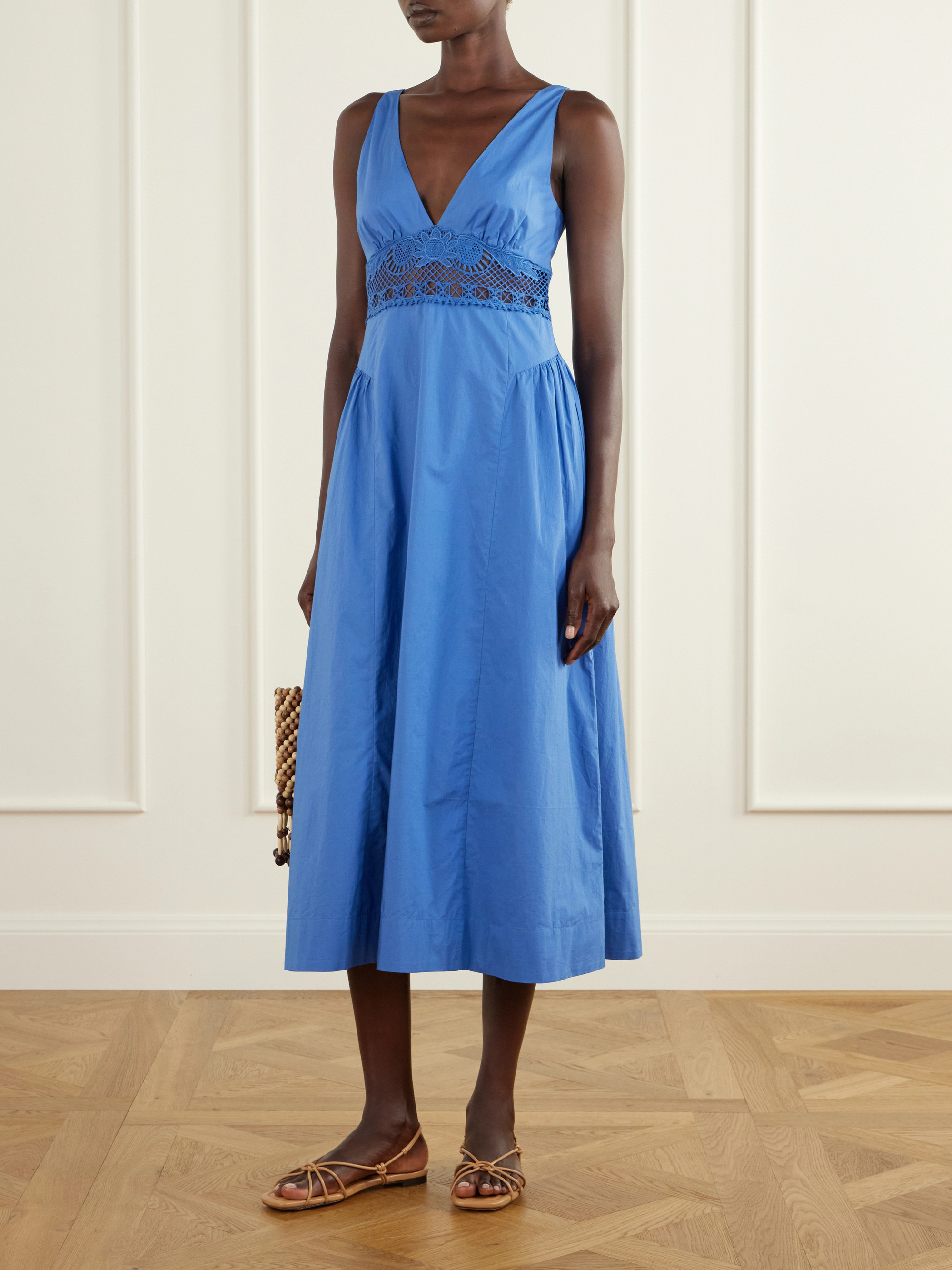 POSSE Veda broderie anglaise organic cotton poplin midi dress