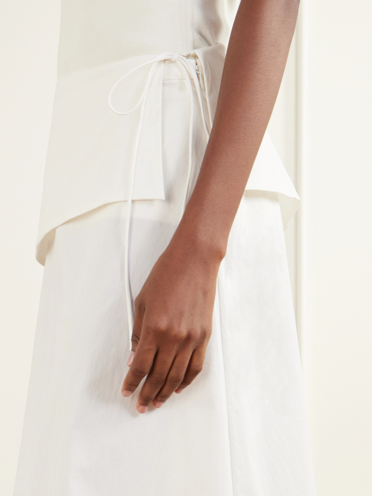 Belted Asymmetric Cotton-Blend Poplin Midi