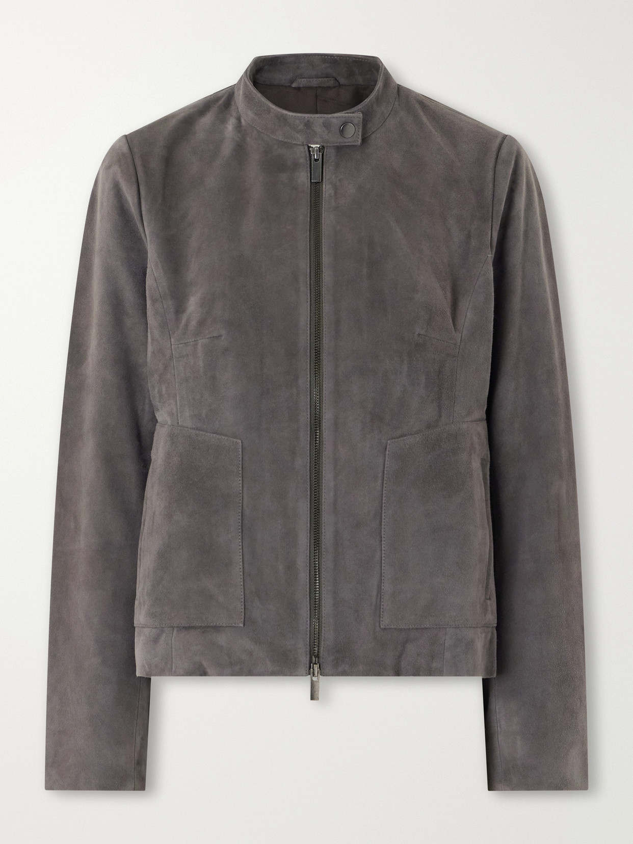 St Agni Suede Biker Jacket In Gray