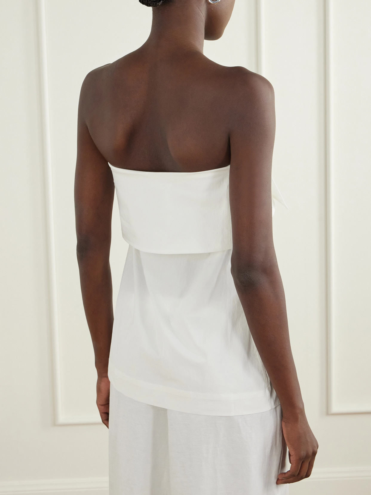 Strapless Draped Cotton-Blend Top