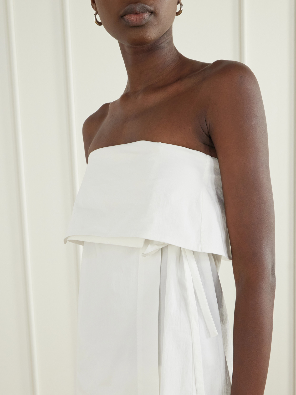 Strapless Draped Cotton-Blend Top