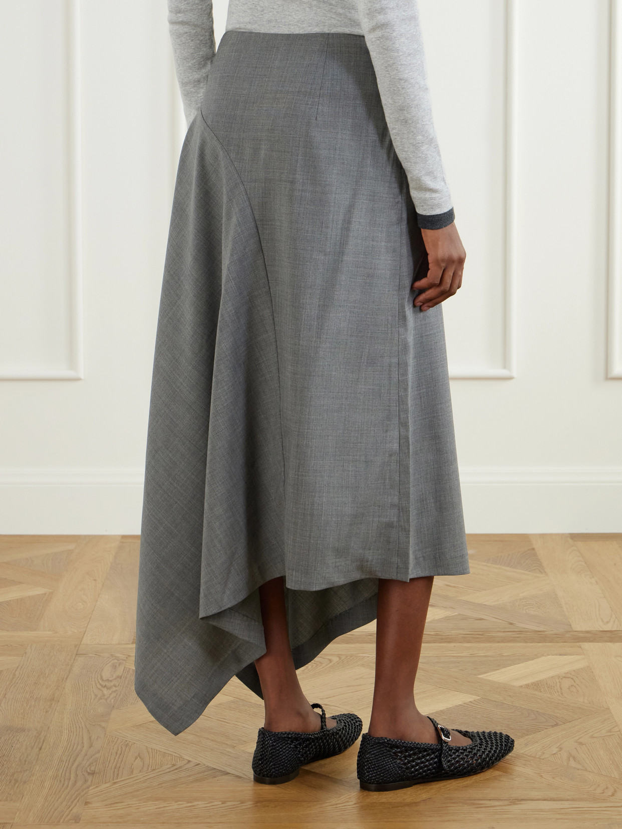 Asymmetric Stretch-Wool Midi