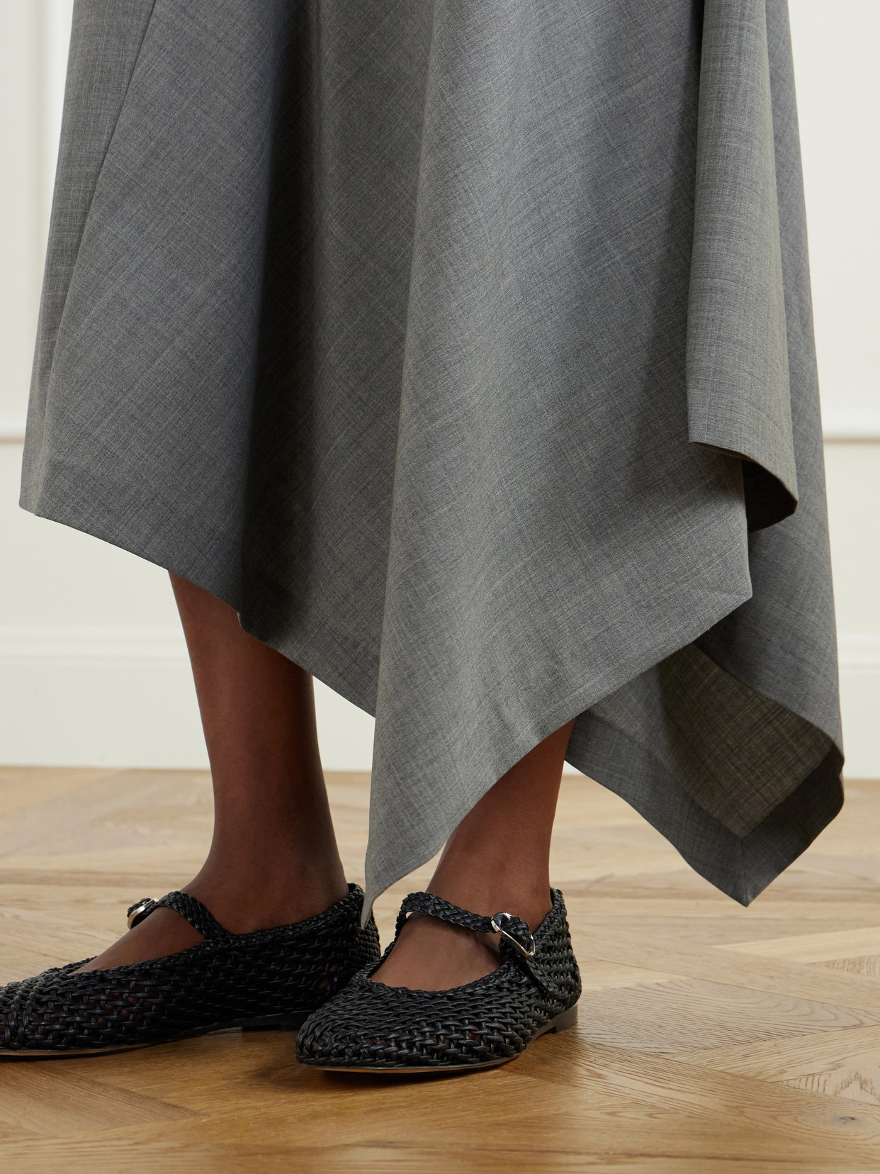 Asymmetric Stretch-Wool Midi