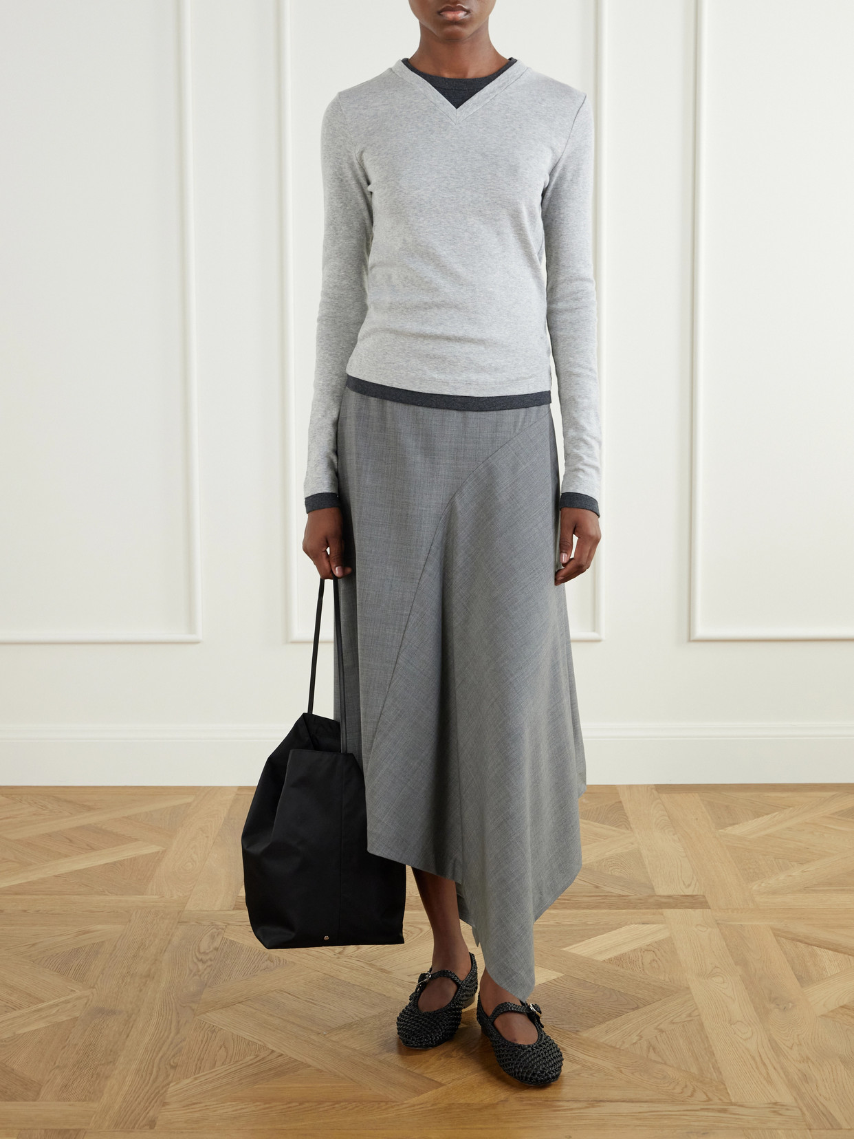 Asymmetric Stretch-Wool Midi
