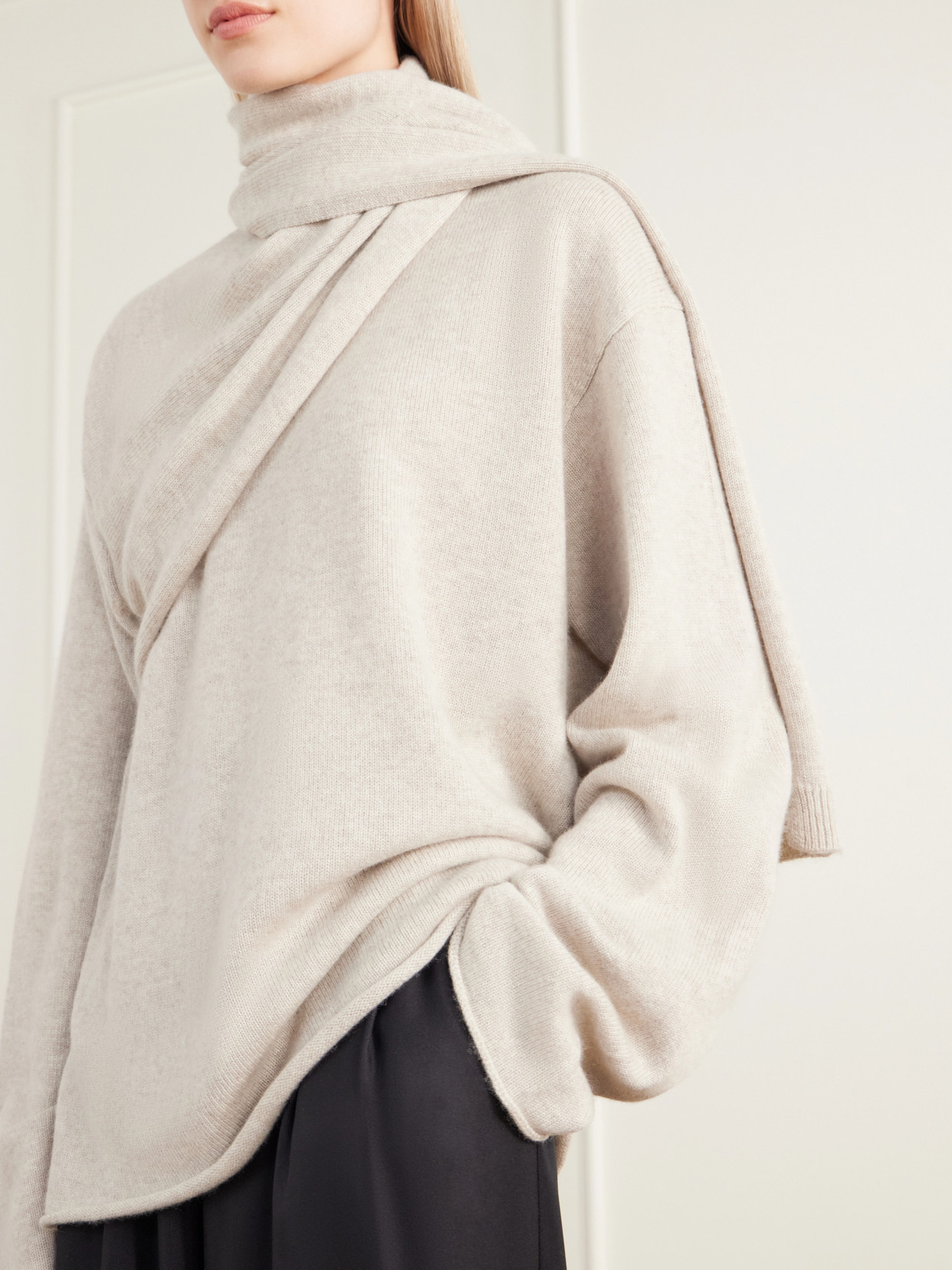 Frances Scarf-Detailed Cashmere Sweater
