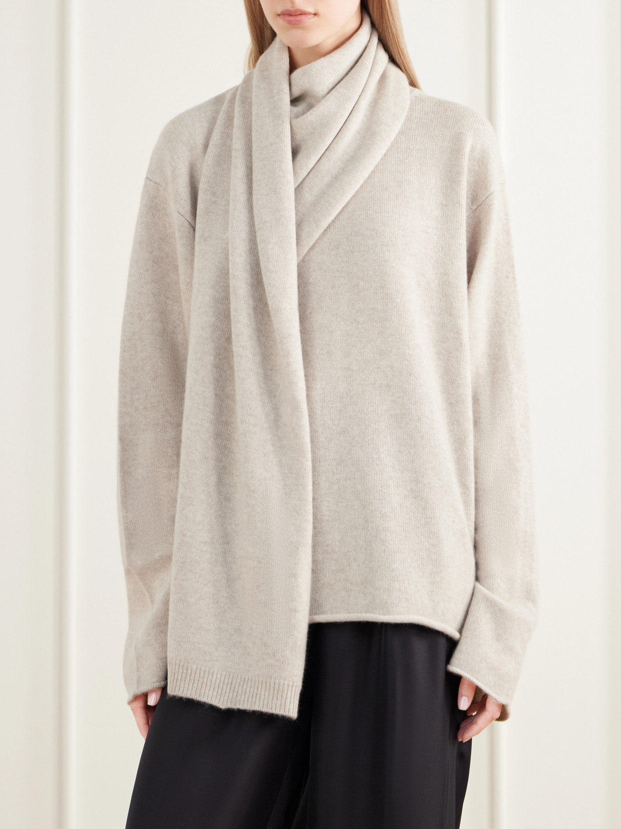 Frances Scarf-Detailed Cashmere Sweater