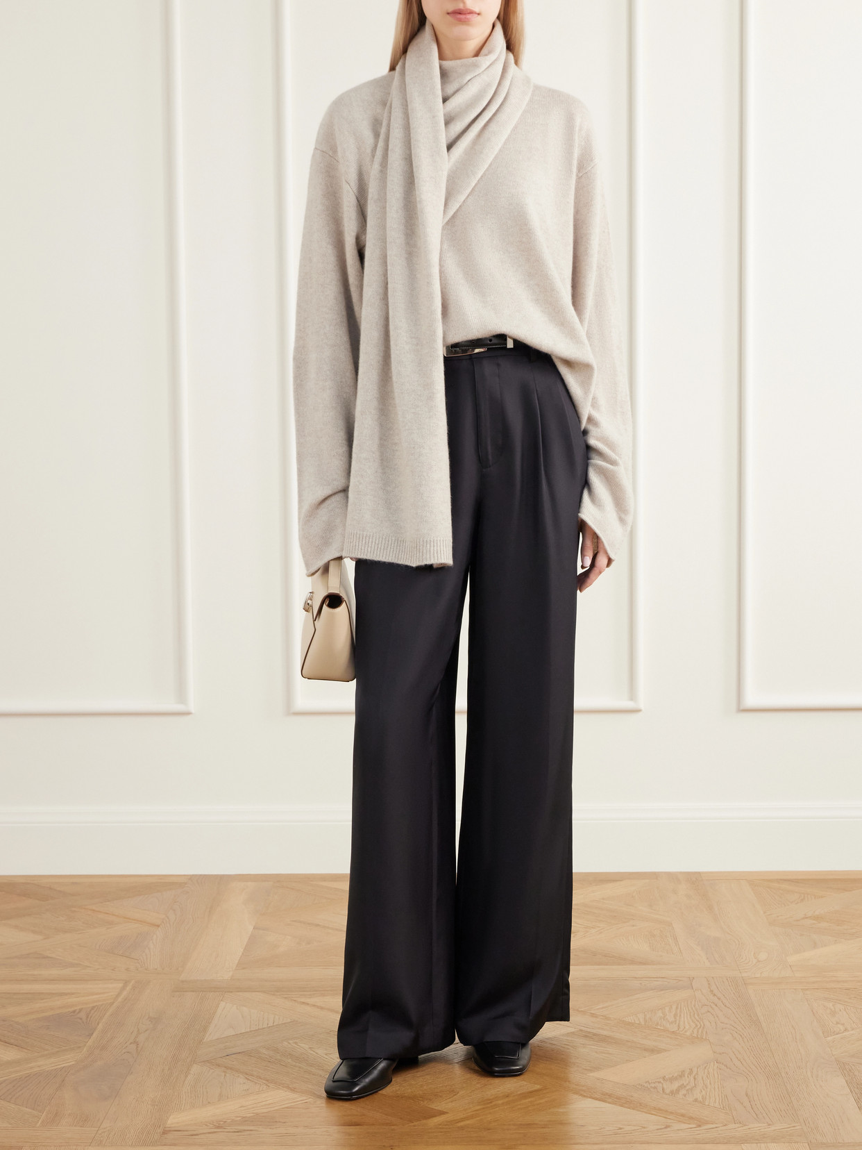 Frances Scarf-Detailed Cashmere Sweater