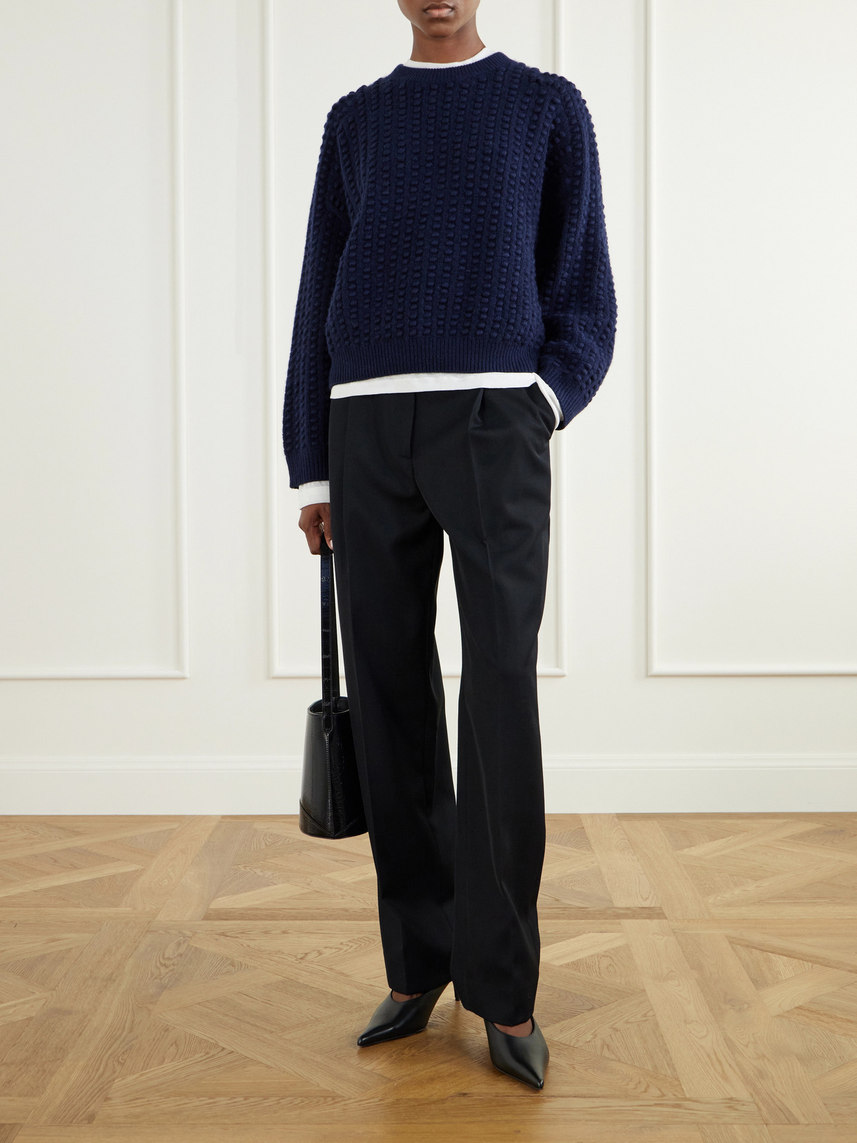 Rolf Bubble-Stitch Cashmere Sweater