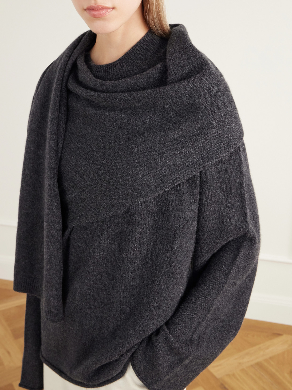 Frances Scarf-Detailed Cashmere Sweater