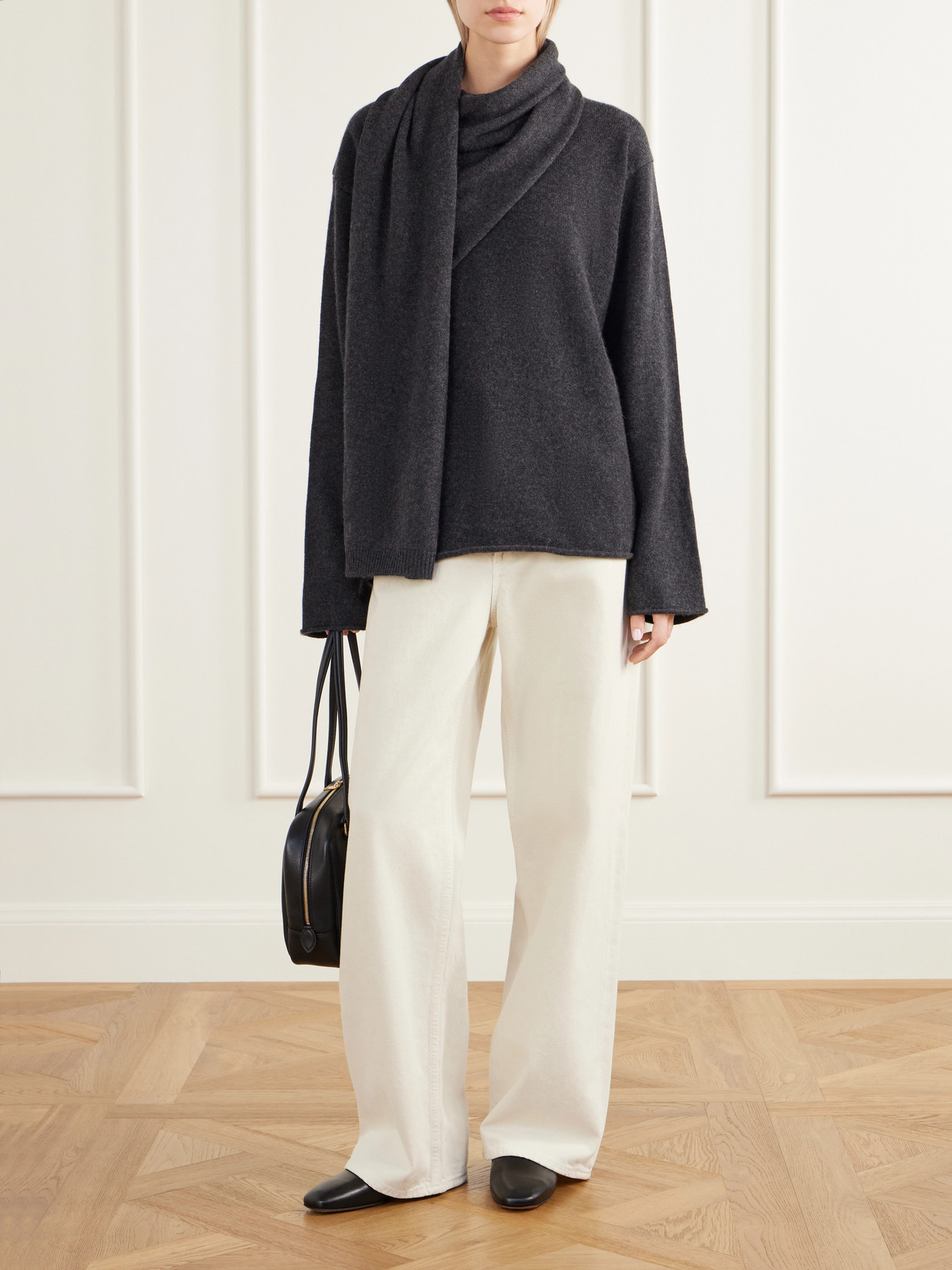 Frances Scarf-Detailed Cashmere Sweater