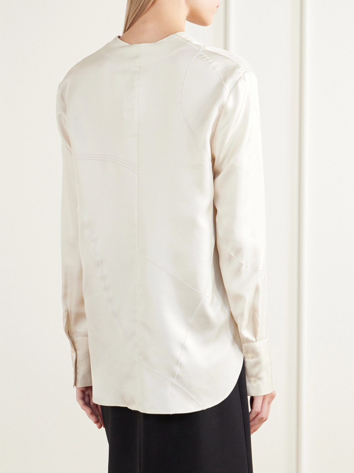 Syla Velvet-Trimmed Silk-Blend Twill Blouse