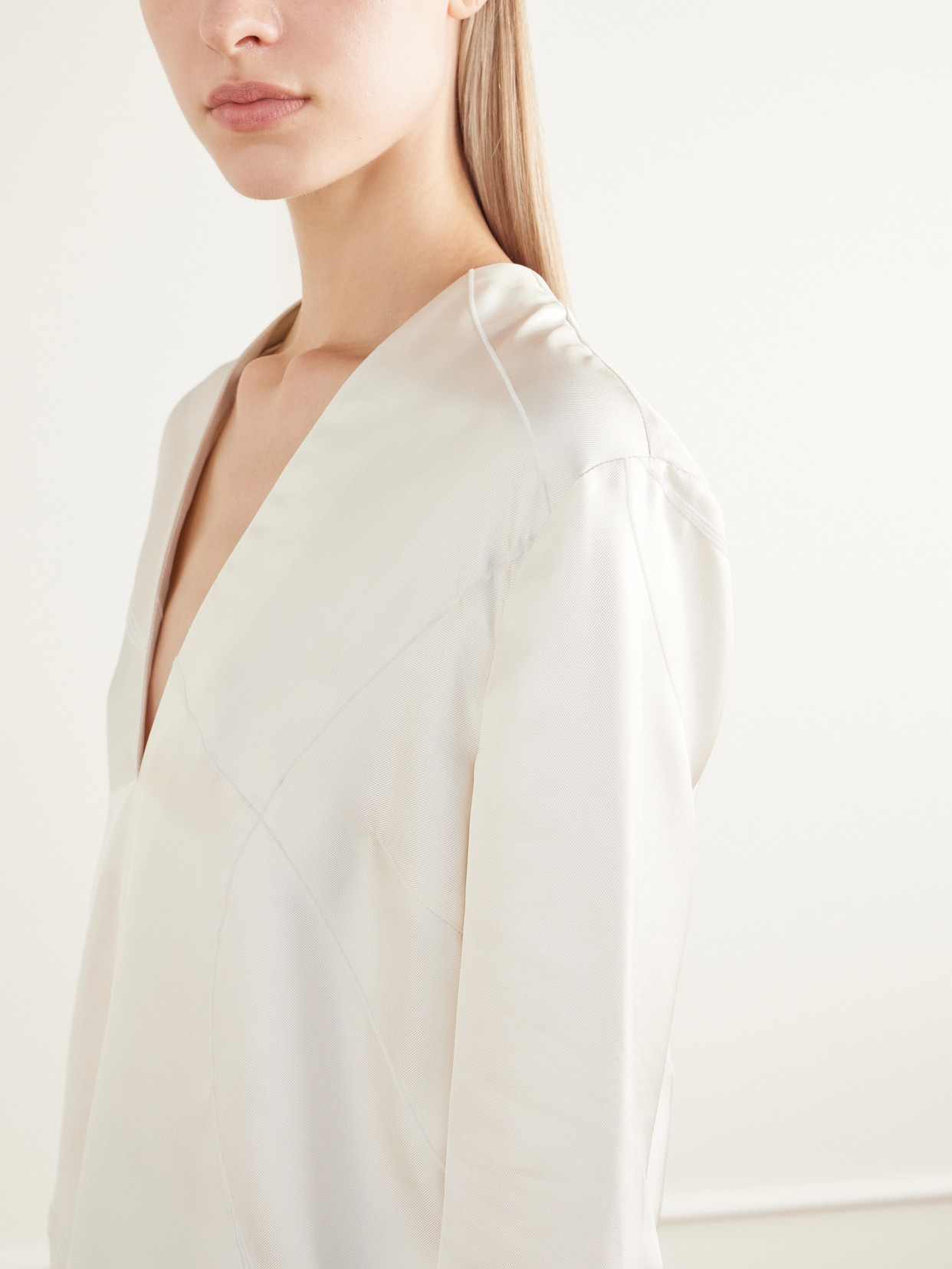 Syla Velvet-Trimmed Silk-Blend Twill Blouse