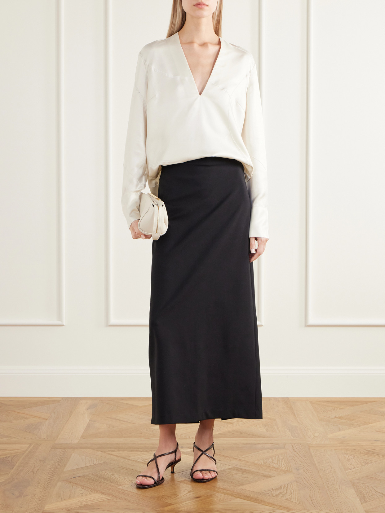 Syla Velvet-Trimmed Silk-Blend Twill Blouse
