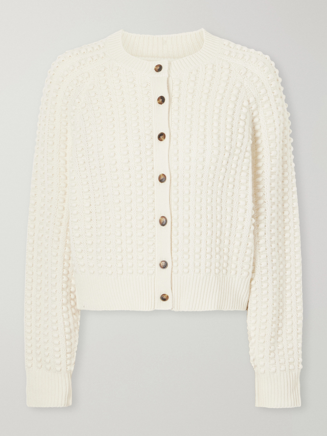 Loulou De Saison Edie Bubble-stitch Cashmere Cardigan In Neutrals