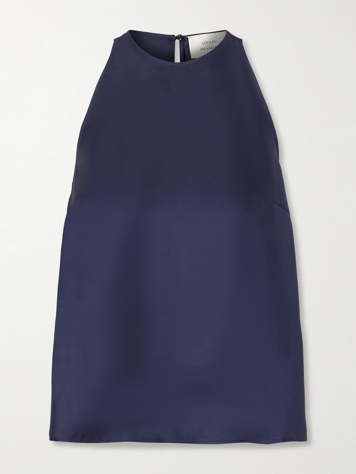 Loulou De Saison Cape Silk-twill Blouse In Blue