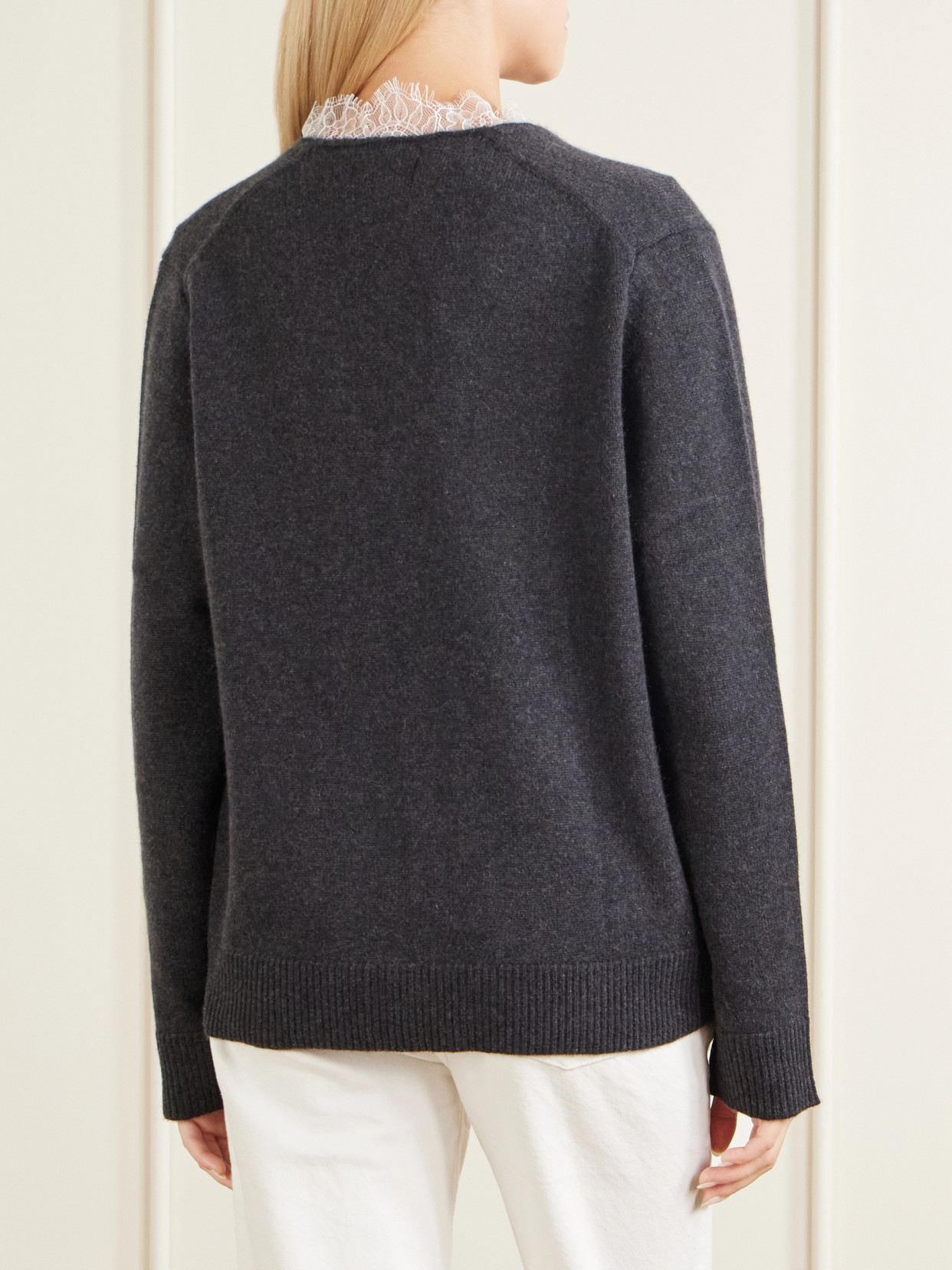 Leyla Lace-Trimmed Cashmere Sweater