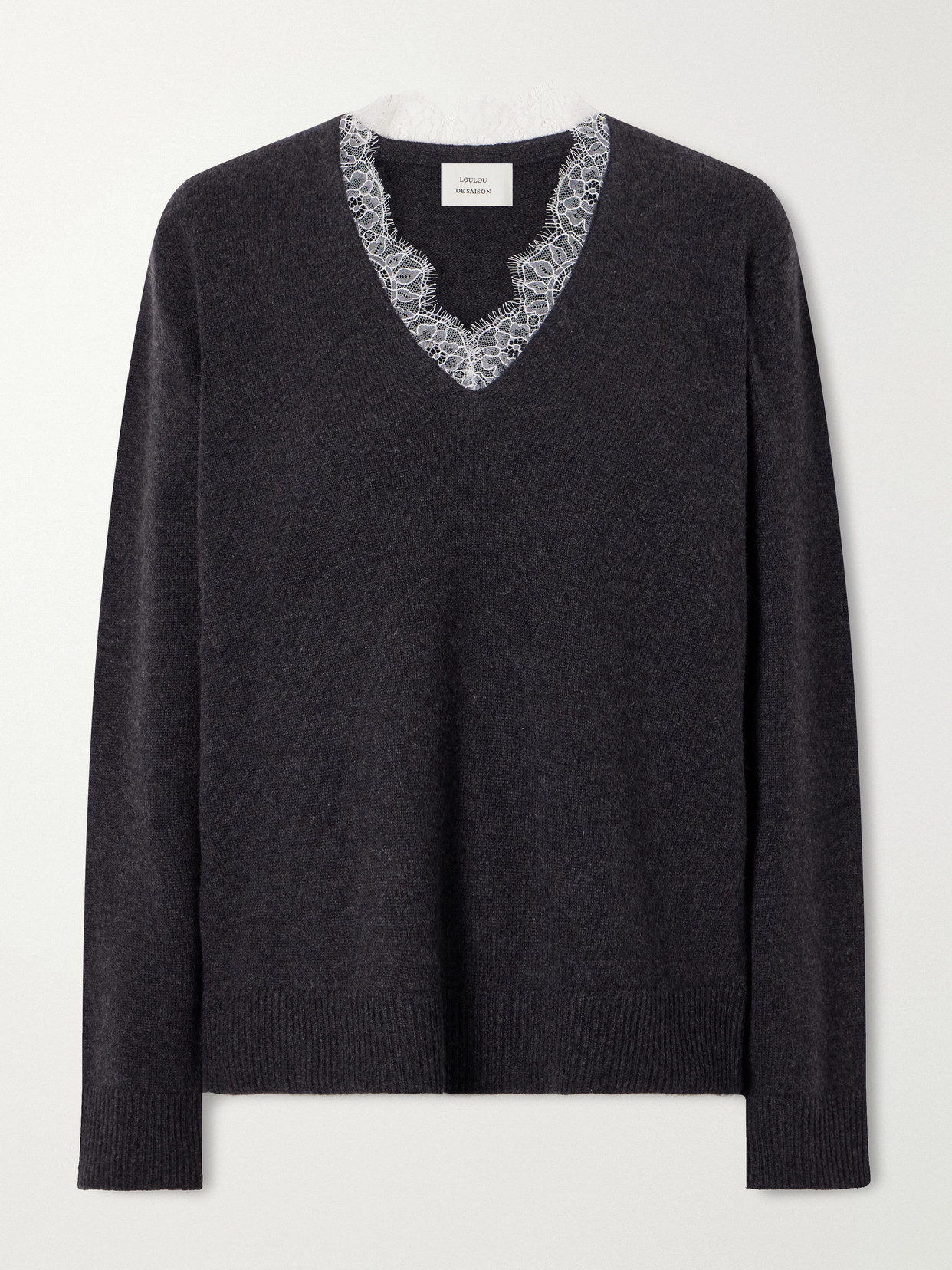 Leyla Lace-Trimmed Cashmere Sweater