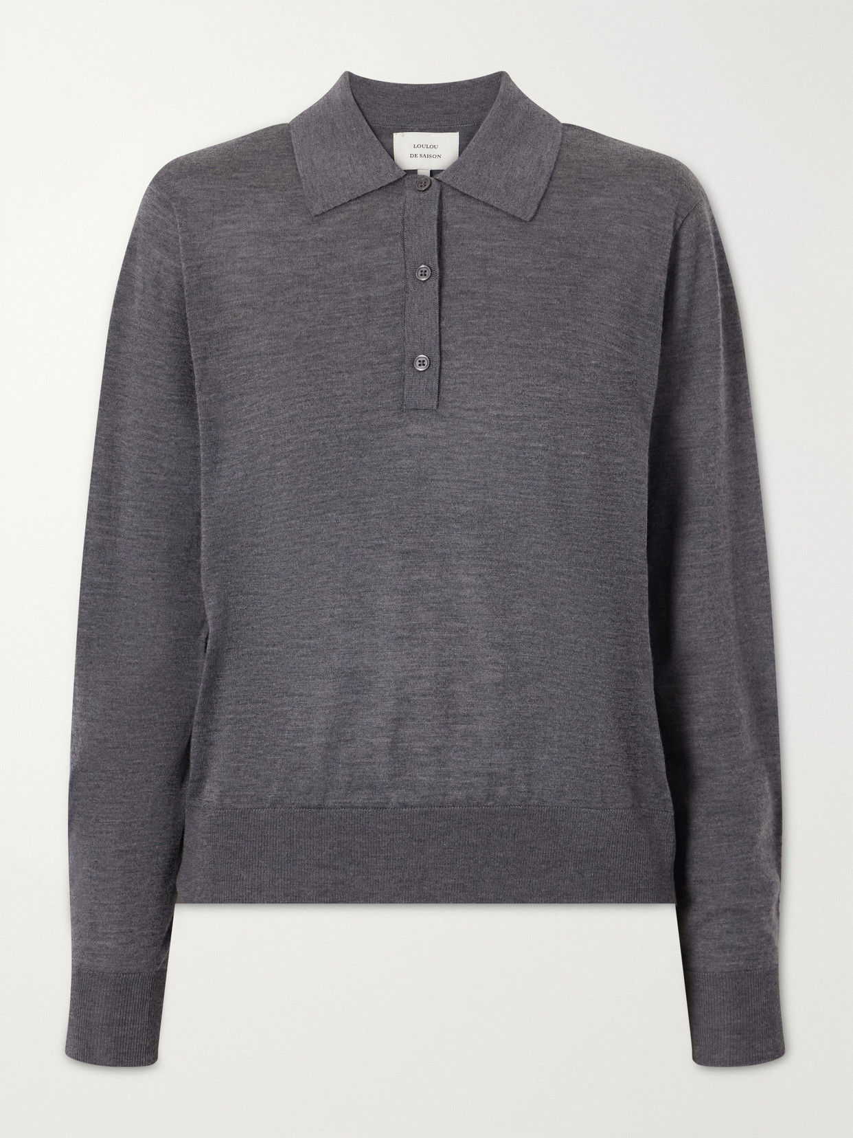 Loulou De Saison Miles Cashmere Polo Sweater In Gray