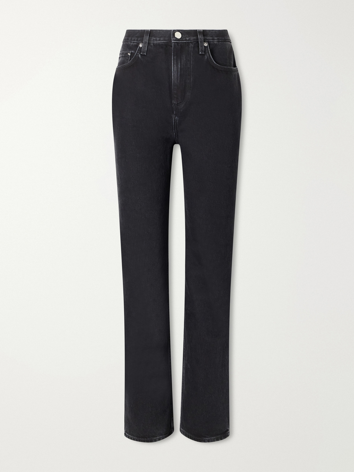 Loulou De Saison Jude Organic Mid-rise Straight-leg Jeans In Gray
