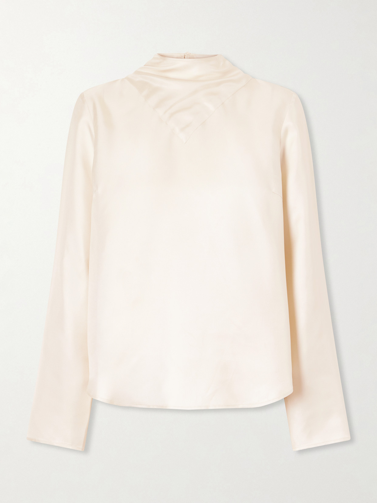Loulou De Saison Gala Scarf-detail Silk-twill Blouse In Neutrals