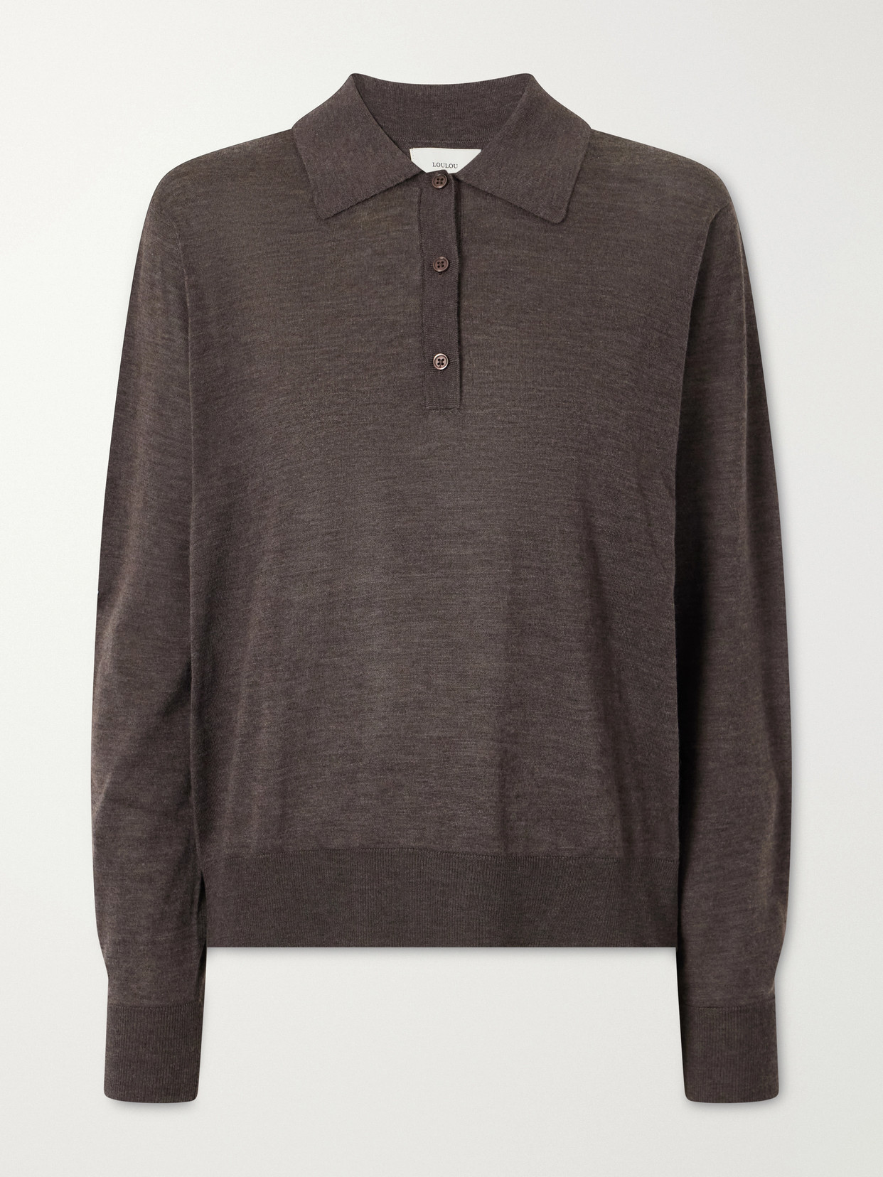 Loulou De Saison Miles Cashmere Polo Sweater In Brown