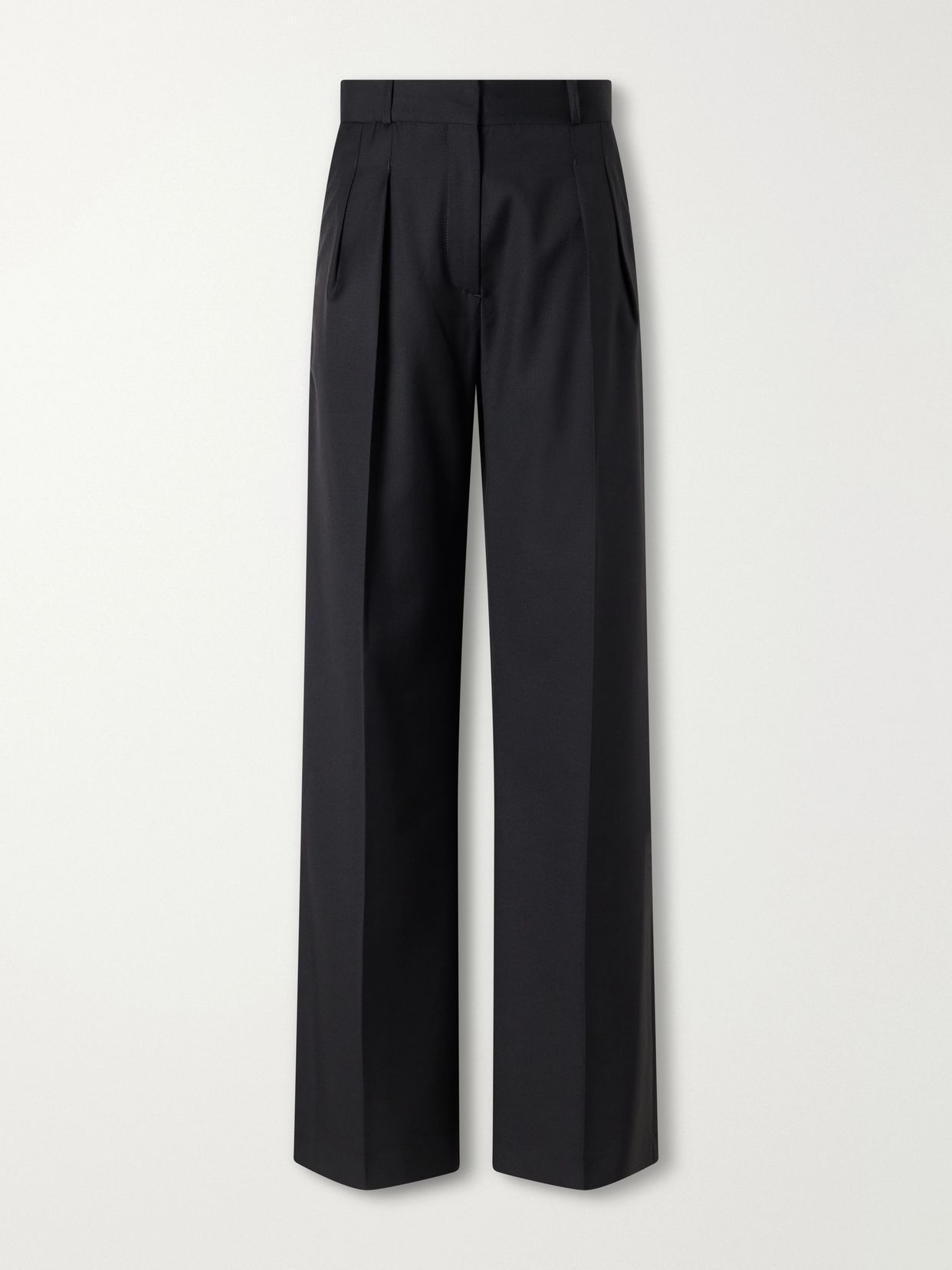 sbiru pleated wool twill straight leg pants