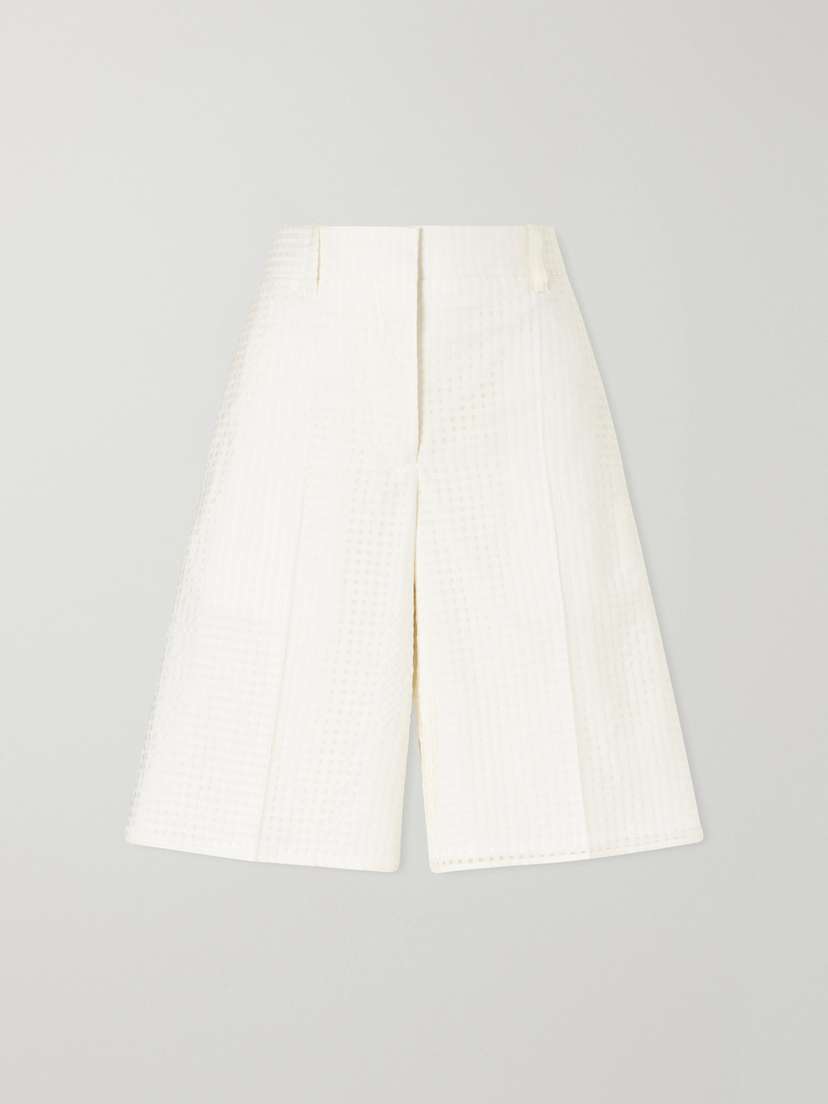 Another Tomorrow Gingham Point D'esprit Shorts - Women's Clothing