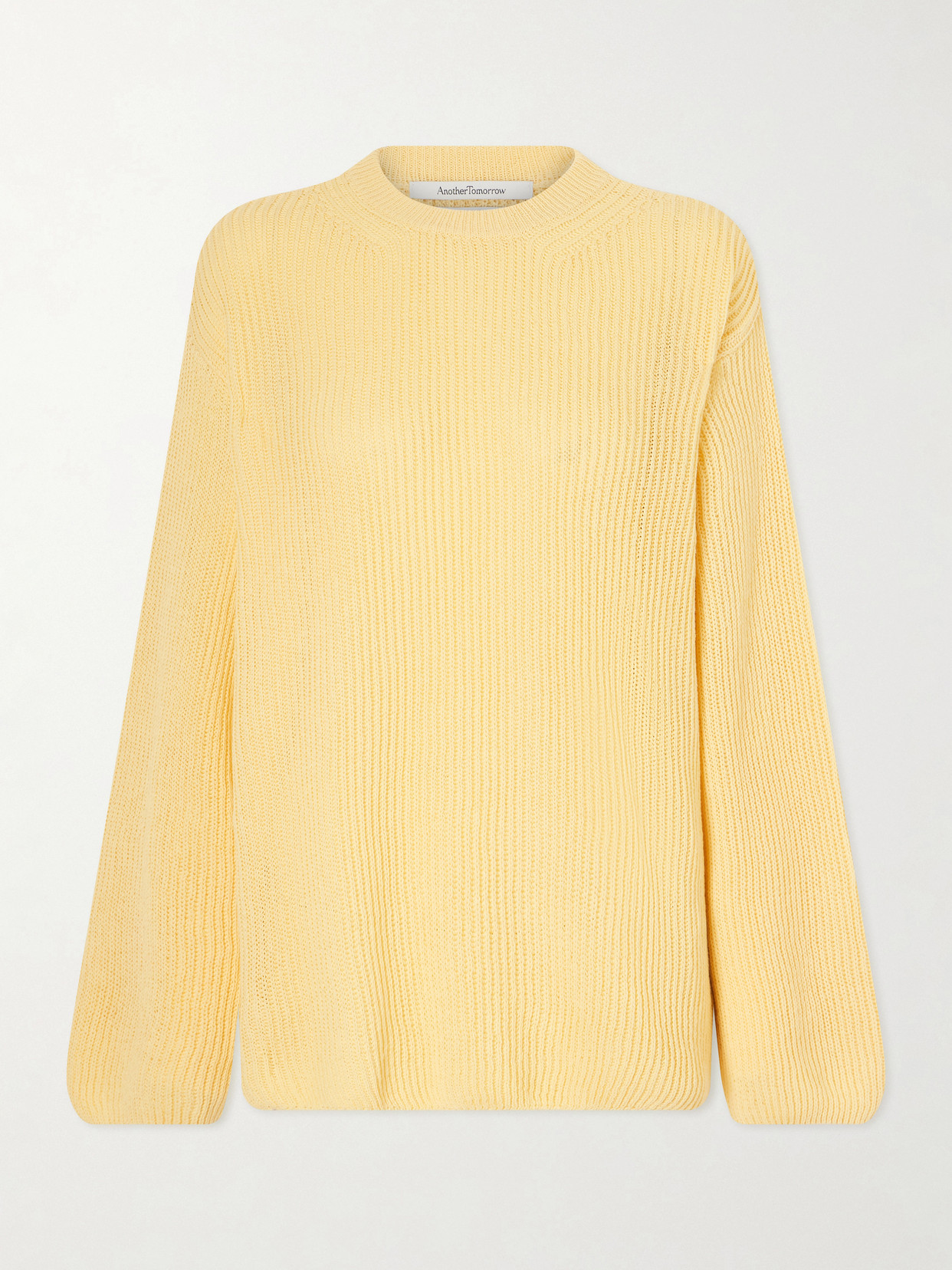 Another Tomorrow Cotton And Linen-blend Sweater In Neutral