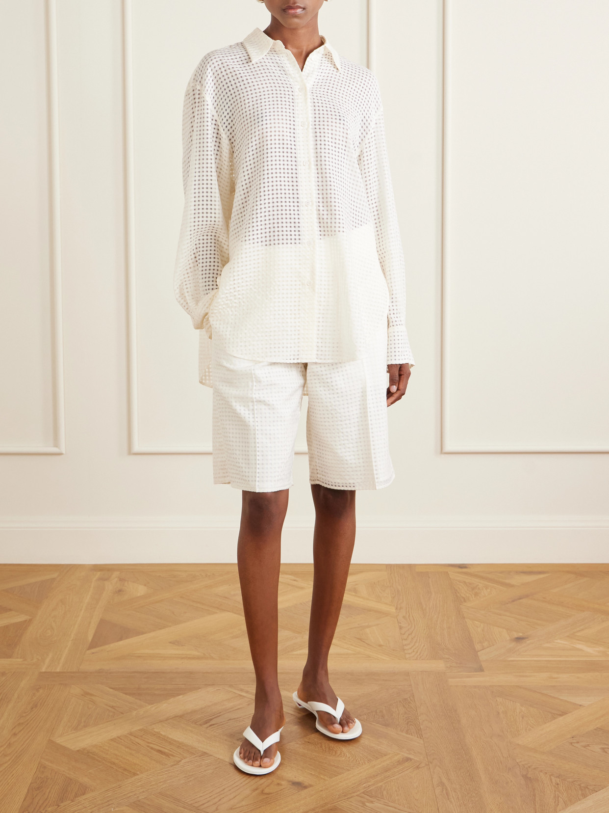 Gingham Point D'Esprit Blouse