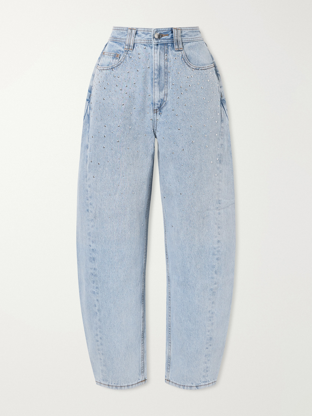 Aje Lucina Studded High-rise Straight-leg Jeans In Blue