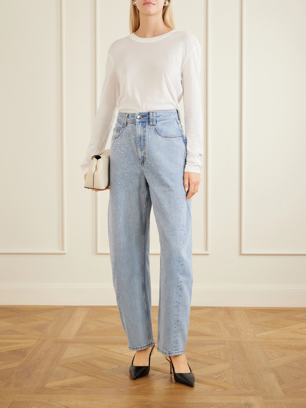Lucina Studded High-Rise Straight-Leg Jeans