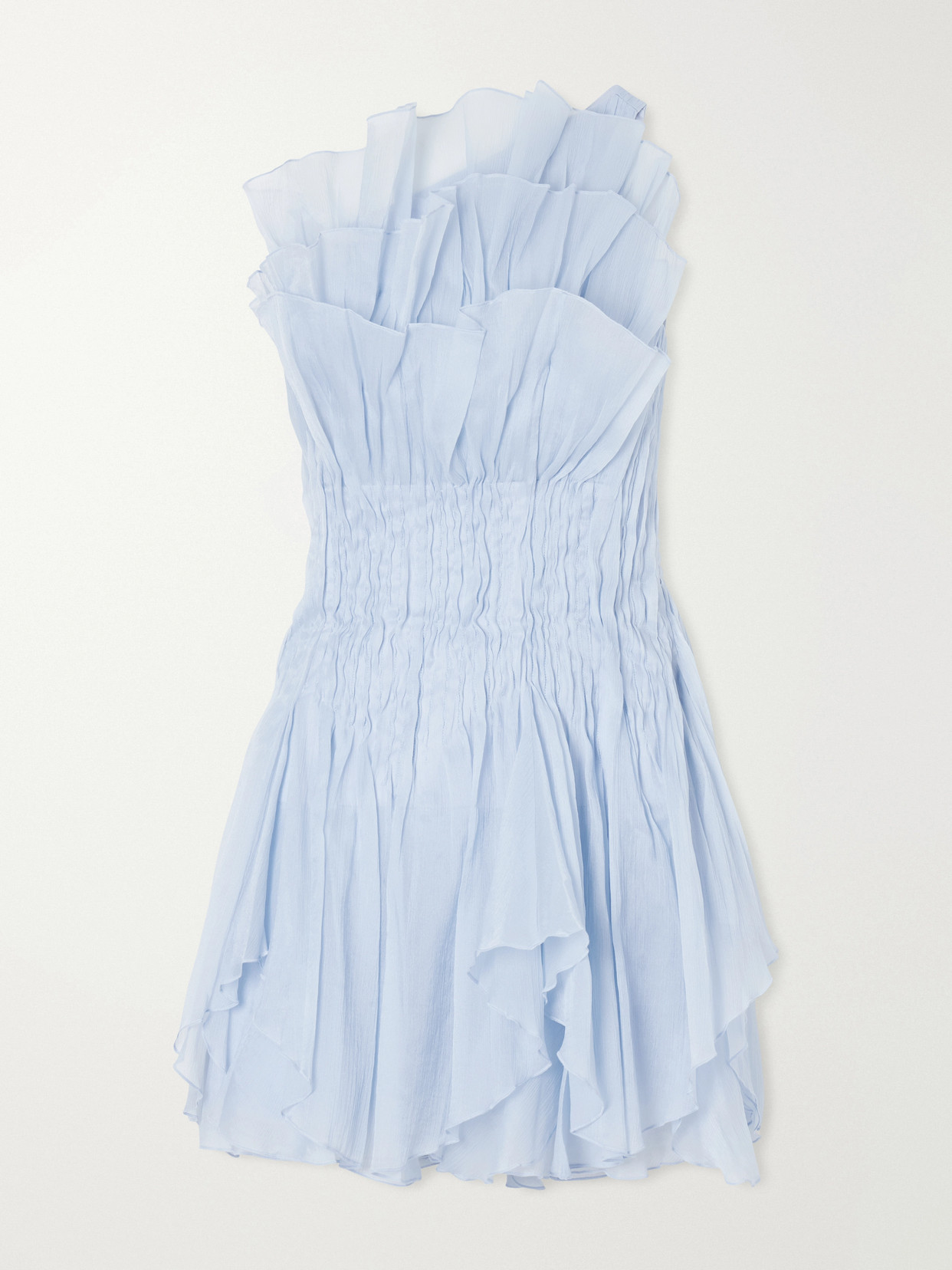 Aje Nisha One-shoulder Organza Mini Dress In Blue