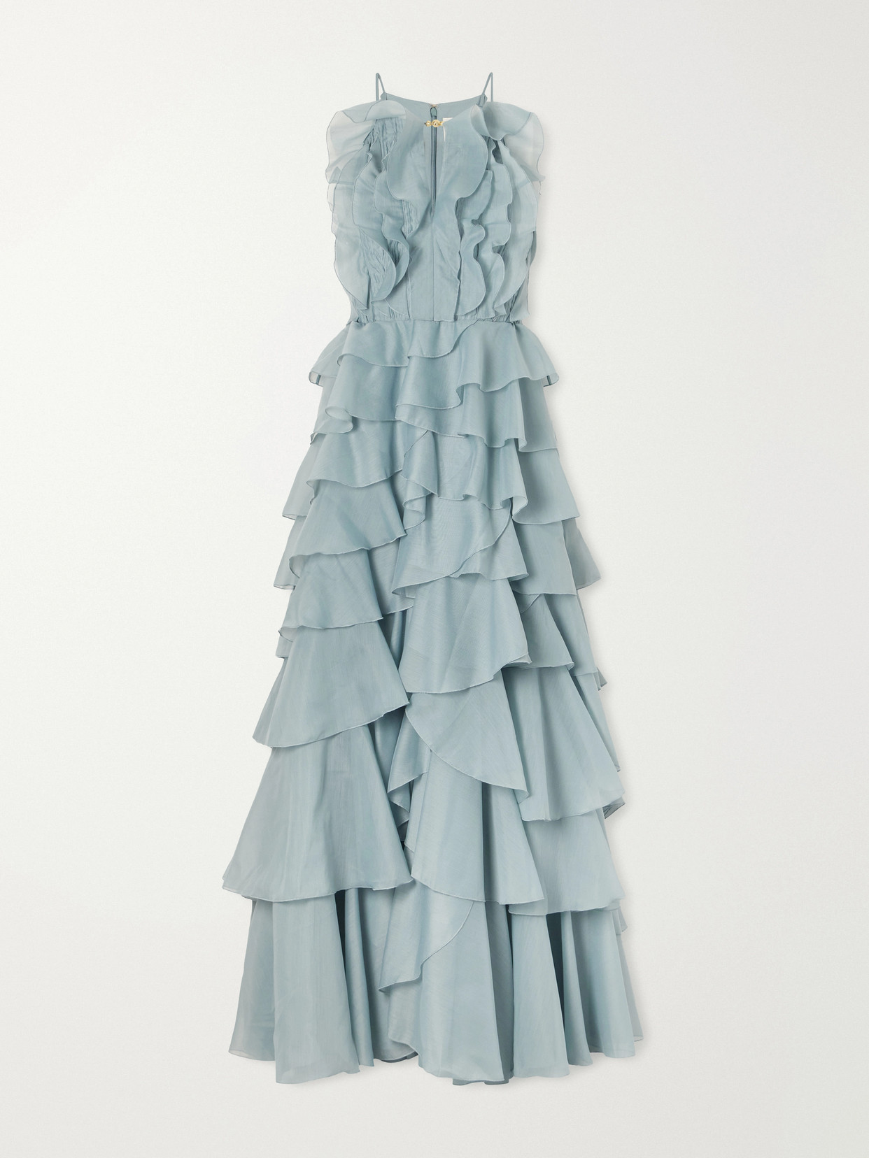 Aje Cleo Ruffled Tiered Organza Gown In Blue