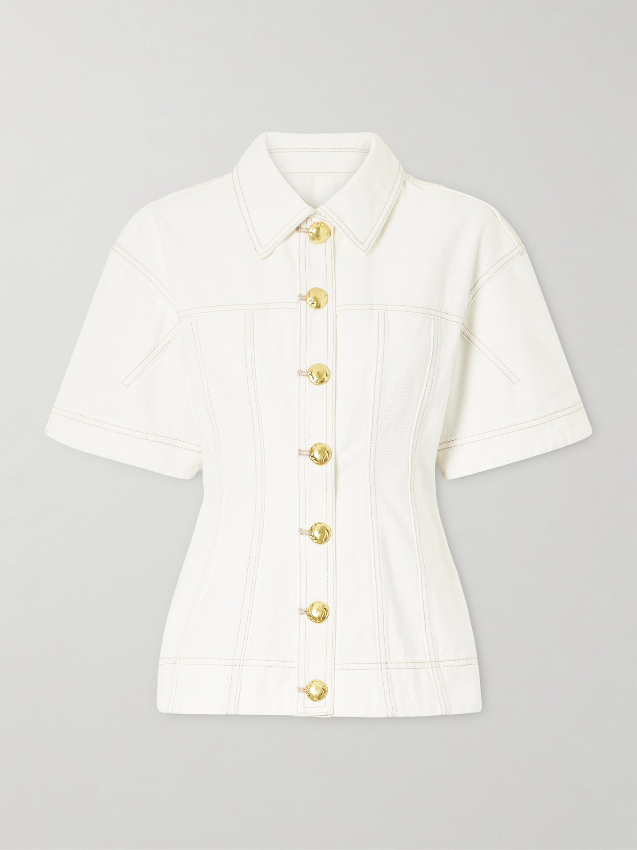 Aje Liliana Denim Shirt In Neutrals
