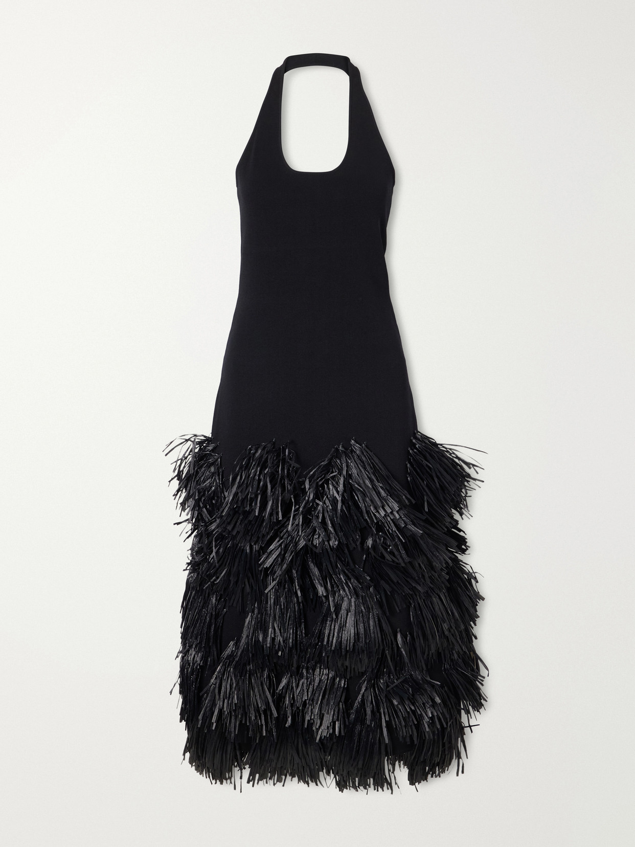 Aje Elva Halterneck Stretch-jersey Midi Dress In Black
