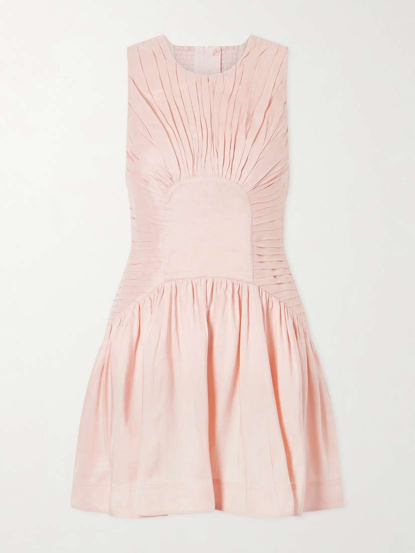 Aje Medea Gathered Linen-blend Mini Dress