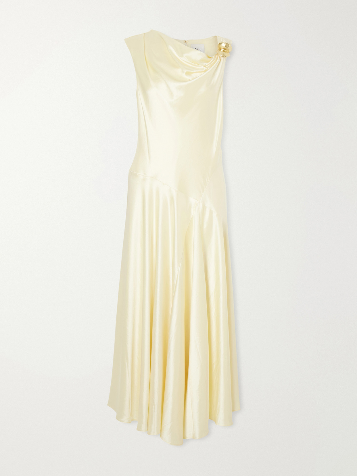 Aje Siren Embellished Satin Maxi Dress In Gold