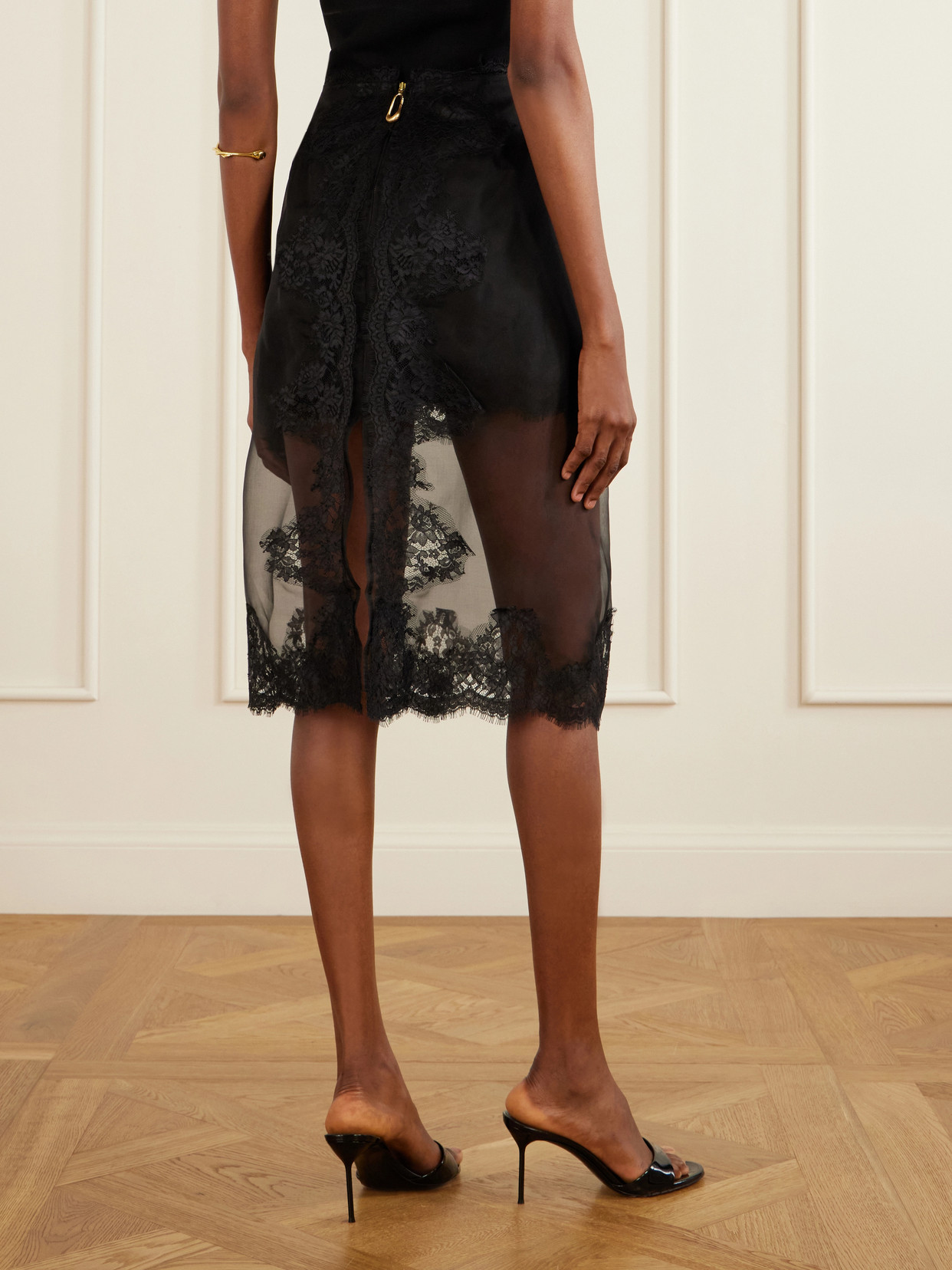 Ophelia Layered Lace-Trimmed Silk-Organza Midi