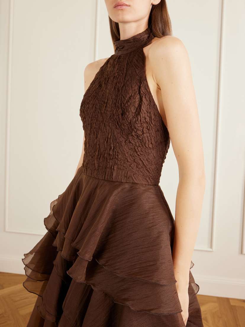 Aje Fayette Tiered Ruffled Crepon Halterneck Gown | Thumbnail 4