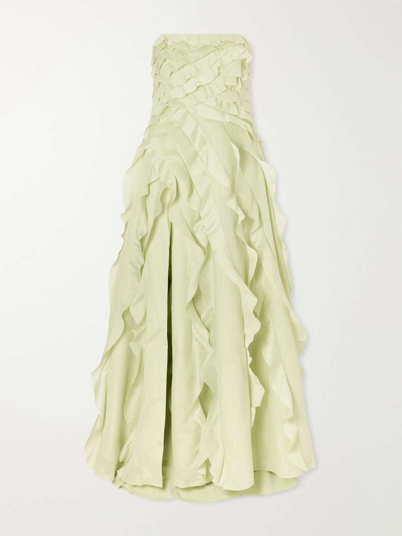 Aje Allairie Strapless Ruffled Shirred Faille Gown - Women's Clothing