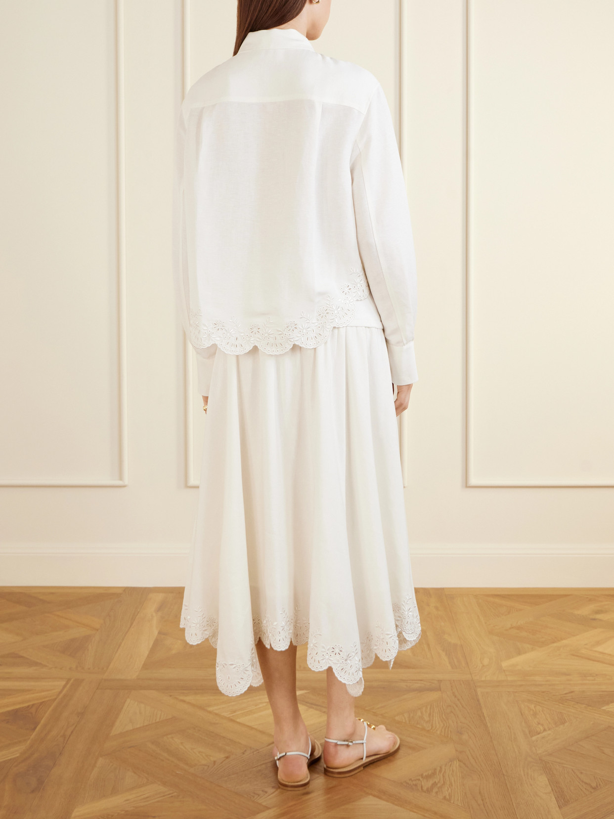 Ames Cropped Broderie Anglaise Linen-Blend Shirt