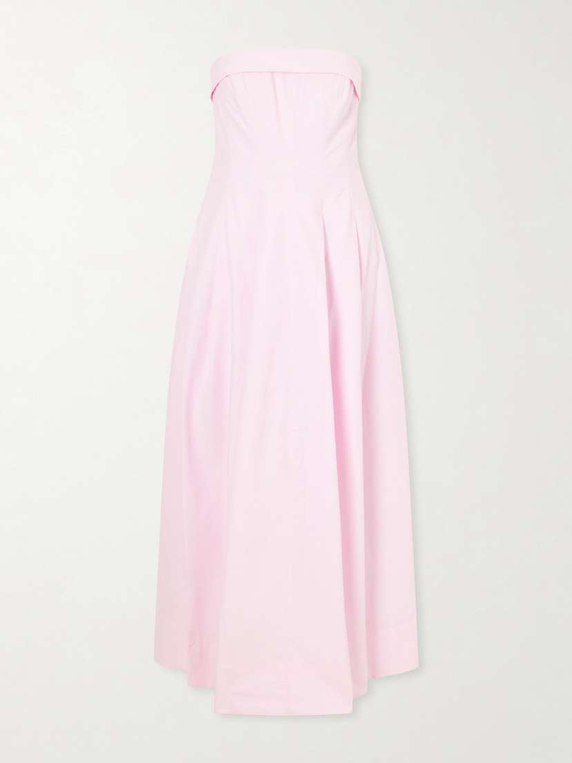 Simkhai Avril Strapless Pleated Cotton-blend Gown