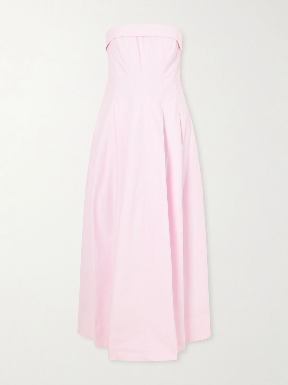 Avril strapless pleated cotton-blend gown