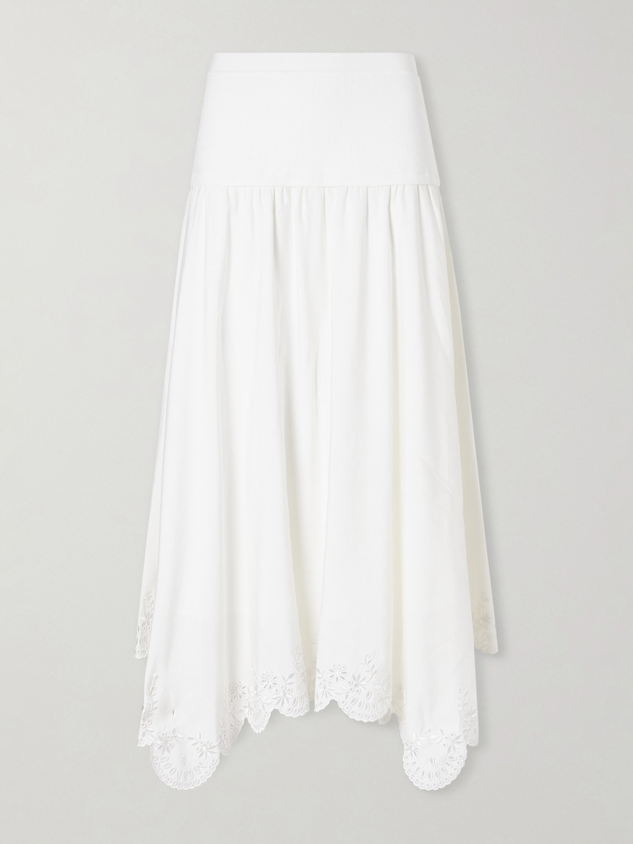 Simkhai Heaven Embroidered Linen-blend Midi Skirt In White