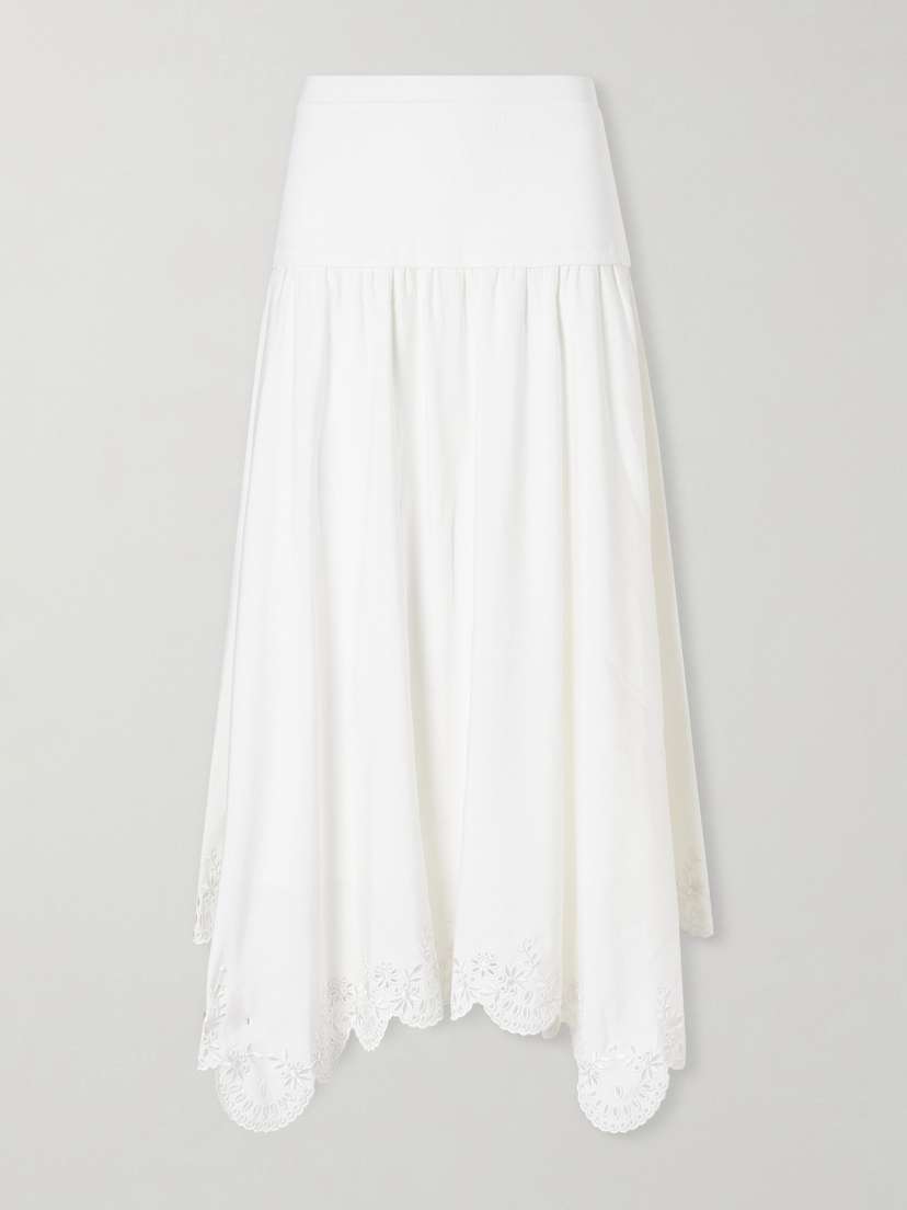 Simkhai Heaven Embroidered Linen-blend Midi Skirt